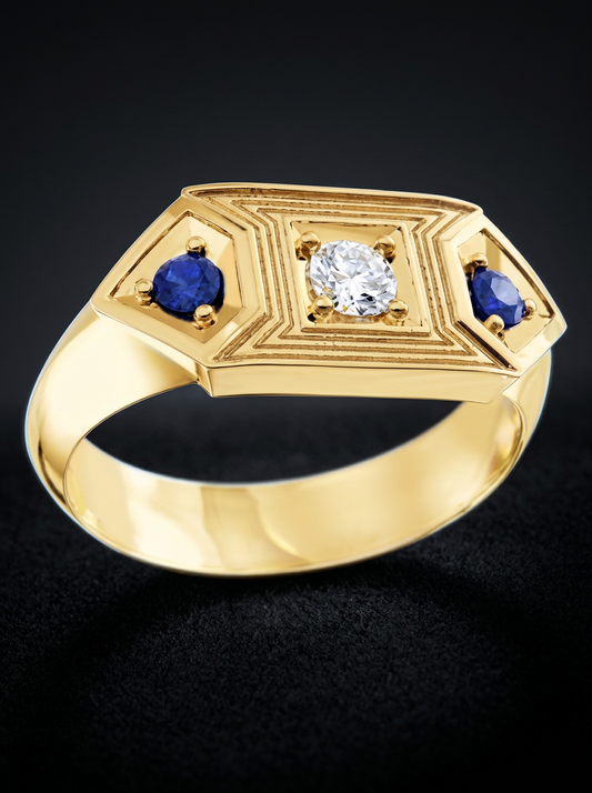 Anillo Banderita 0800 Don Rouch ARGENTA Bañado en Oro